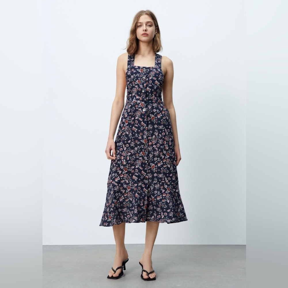 ZARA floral overall dress